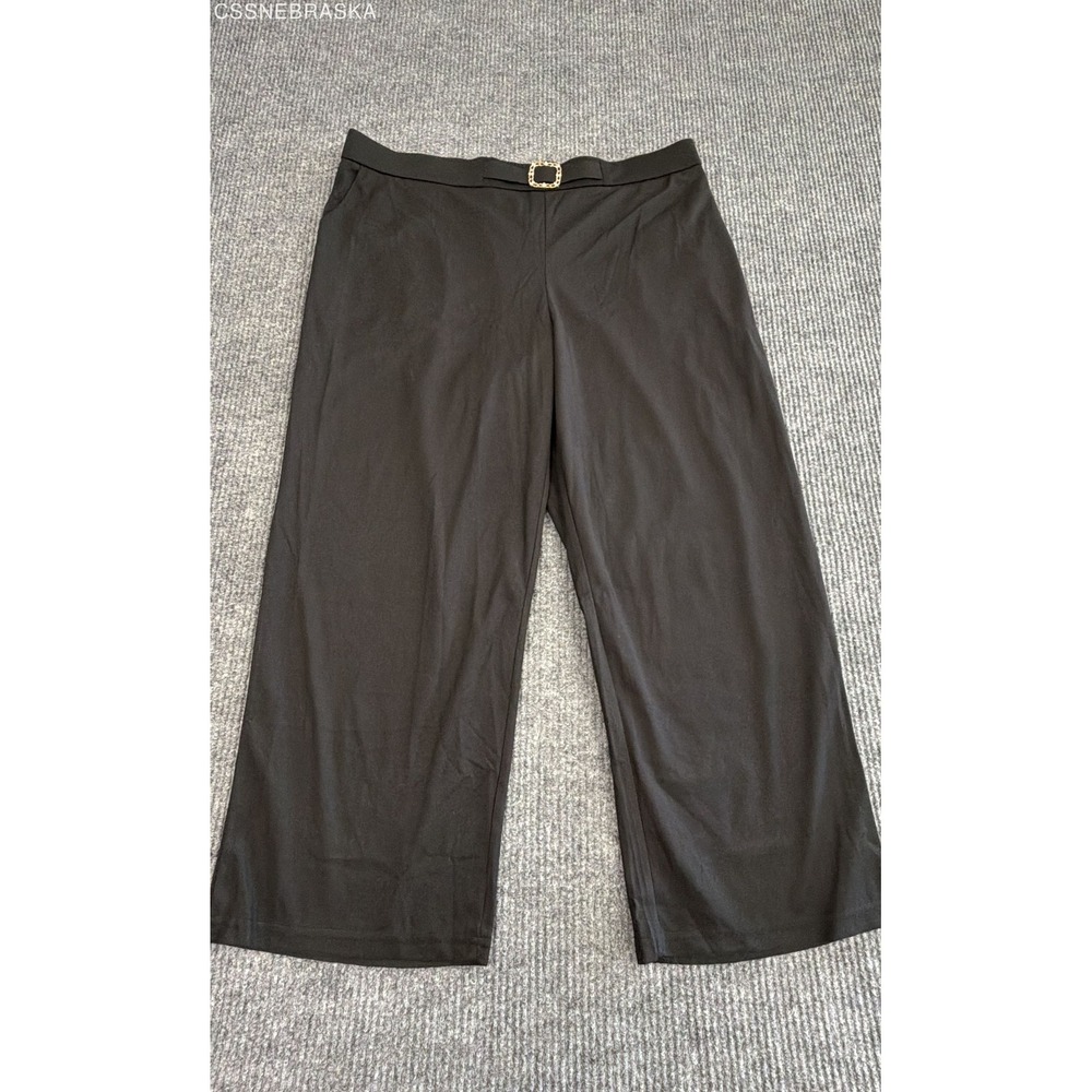 SoraGrace Women's Black Buckle Wide Leg Petite‎ Pants Sz 2XP NWT